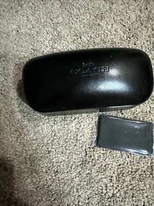 Gafas de sol Coach estuche rígido cuero negro con carcasa de almeja estuche para gafas Nueva York + tela - Imagen 1 de 13