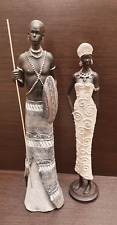 2x set Maasai tribal african figurines 47cm