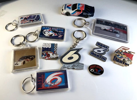 Nascar Mark Martin #6 ~  Lot of 11 Pieces ~ DieCast Car, Pins, Key Chains Cover