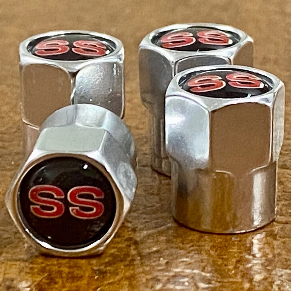 SS SUPER SPORT VALVE STEM CAPS NOVA CAMARO CHEVELLE IMPALA 396 el camino wheels - Image 1 of 4
