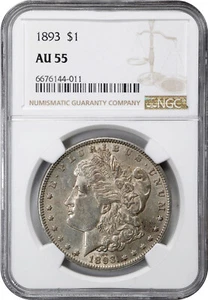 Morgan Silver Dollar 1893, NGC Graded AU-55. Scares Date. Nice coin. - Picture 1 of 6
