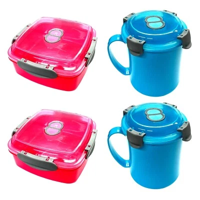 Mikrowellen Set 2x Suppentasse 2x Mikrowellendose Suppenbecher Dose Tasse Ventil - Bild 1 von 4