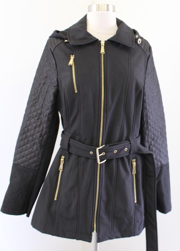 MICHAEL KORS Cappotto giacca stile moto oro nero manica morbida trapuntata taglia M