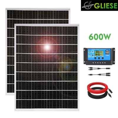 600W Solarpanel Set Solarmodul Solaranlage Inselanlage Garten Balkon Kraftwerk - Bild 1 von 4