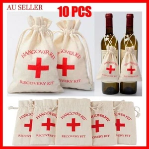 10x Hangover Recovery Kit Muslin Favour Bags Rustic Hens Party Engagement AU - Picture 1 of 12