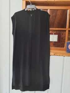 Eileen Fisher Black Silk Crepe Button Down Shirt Dress / Top Sz XS - Picture 1 of 5