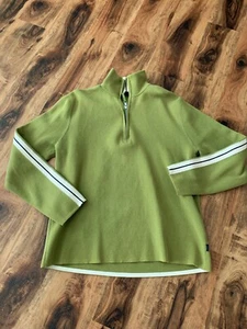 Medium Banana Republic 1/4 Zip Sweater Mens M Stripped Sleeves 100% Cotton - Picture 1 of 8