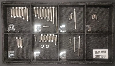 Yamaha Virago  XV1100 XV1000 Polished Stainless Steel Engine Bolt Screw Set - Image 1 of 4