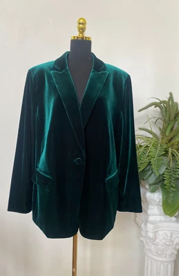Nueva chaqueta de terciopelo Tahari para mujer verde mezcla de poliéster talla 20W, precio de venta sugerido por el fabricante $129 Foto 1 de 4