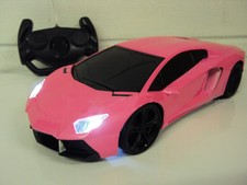 Girls Pink Lamborghini Aventador RC Remote Control Car LED Lights 1/18 Boxed