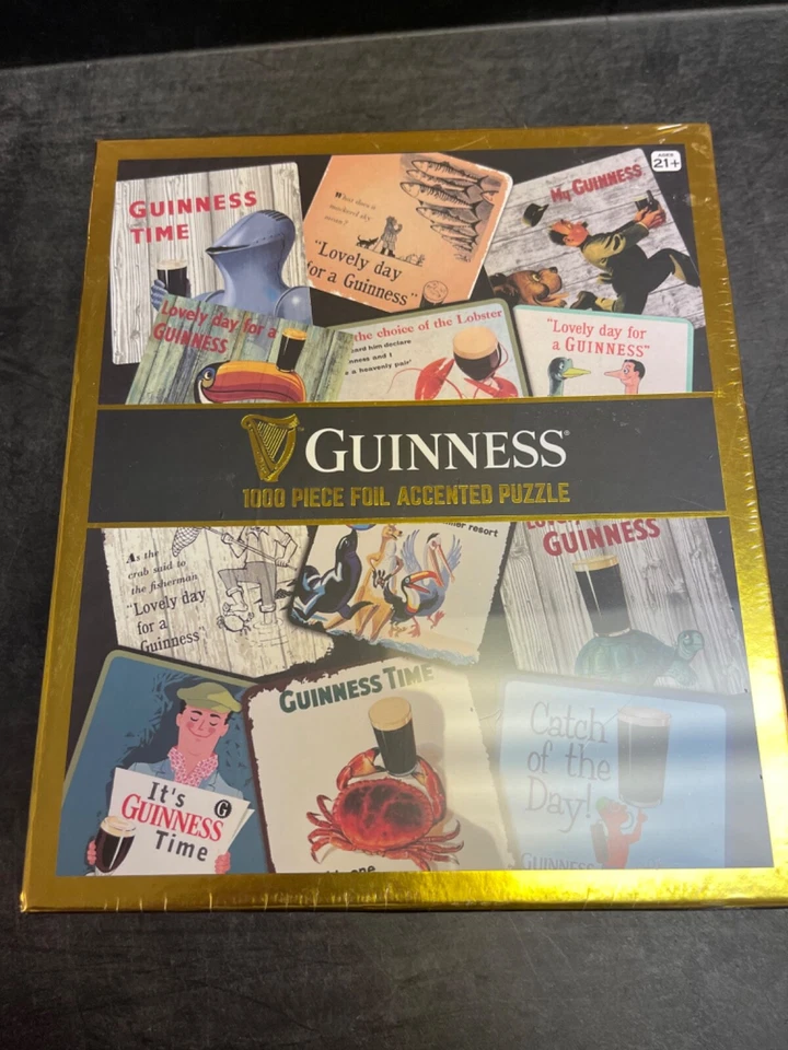 Rompecabezas Guinness It’s Guinness Time cerveza irlandesa 1000 piezas lámina acentuada sellado Foto 1 de 2
