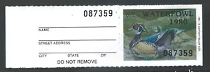 MO-2 1980 Missouri Duck Stamp, $3.00 Wood Ducks, with tab - Picture 1 of 2