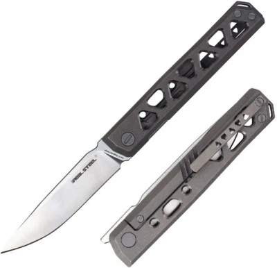 Real Steel Burns Folding Knife 3.54" VG-10 Steel Blade Titanium Handle 7661S - Image 1 of 4