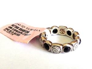 DAVID YURMAN SILVER CAPRI ETERNITY BLACK ONYX DIAMOND ICE RING NWT - Picture 1 of 3