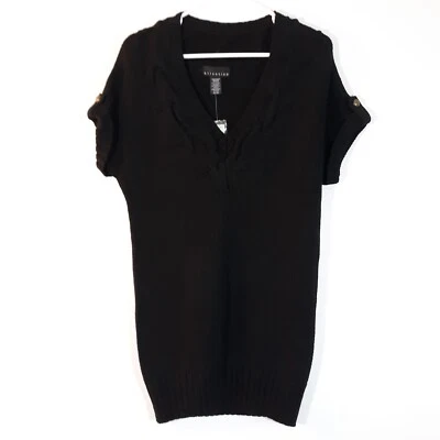 Suéter Attention XS Negro Cuello en V Manga Corta Puños Grande Túnica Larga Nuevo con Etiquetas Foto 1 de 4