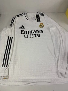 Adidas 2024/25 REAL MADRID CF Authentic WHITE Jersey-MEN'S Size 3XL Long Sleeve - Picture 1 of 8