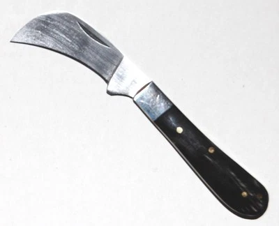 Rite Edge Hawkbill Pruning Folding Knife - Genuine Horn Handles - NEW - Image 1 of 2