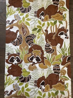 Rollo de papel tapiz vintage abedul mapache tortuga bosque bosque 70 pies cuadrados - NUEVO Foto 1 de 4