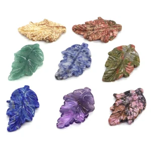 Mini Leaves Figurine Natural Stone Crystal Healing Gemstone Accessories 1PCS - Picture 1 of 41