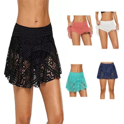 UK8-18 Women Swim Bikini Bottoms Ladies Monokini Beach Lace Shorts Skirt - Image 1 of 4