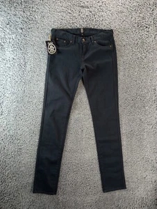 Anlo Jeans Women's 28 Black Low Rise Slim Fit Skinny Denim USA Made Goth Rock - Picture 1 of 13