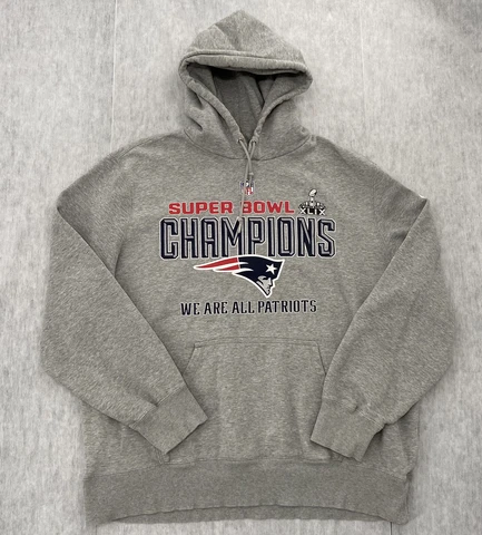 New England Patriots Sweater Adult 2XL Gray Hoodie Nike Super Bowl XLIX Pullover Cover