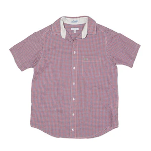 Lacoste Hemd Rot Gingham Kurzarm Jungen 14Y - Bild 1 von 6