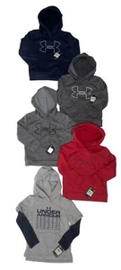 NWT UNDER ARMOUR Boys Logo Fleece Lined Hoodies; Navy, Grey, Red Szs 4, 5, 6, 7 - Picture 1 of 6