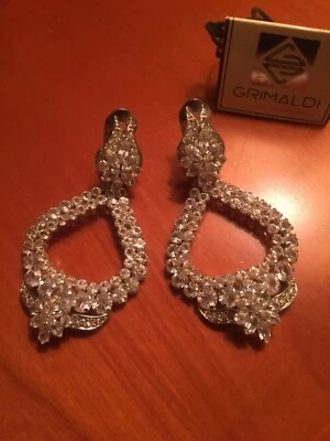 orecchini strass pendenti Ditta Grimaldi Made In italy - Immagine 1 di 4