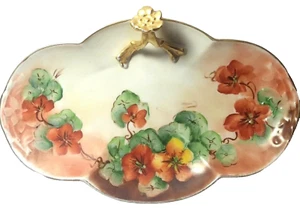 William Guerin Limoges France Hand Painted Dish Nasturtium Flowers 1891-1932 - Picture 1 of 12