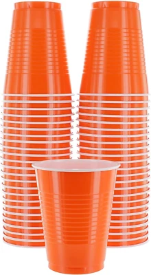 Amcrate 50 Pack 18-Ounce Orange Disposable Plastic Party Cups - Image 1 of 4