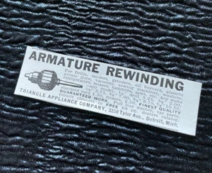 Pequeño anuncio Popular Mecánica Armadura Rebobinado Triángulo Appliance Co Detroit Mich - Imagen 1 de 2