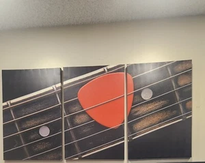 24x36 Canvas Wall Art Guitar With Orange Pick - Picture 1 of 1