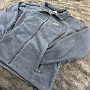 Columbia Jacket Womens 1X Gray Blue Full Zip Fleece Pockets Outdoor Hiking Warm - Picture 1 of 11