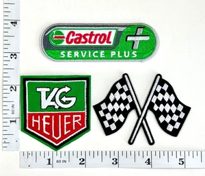 Juego de 3 parches bordados - Carreras - Patrocinador - Automático - Plancha Tag Heuer - Castrol - Imagen 1 de 1