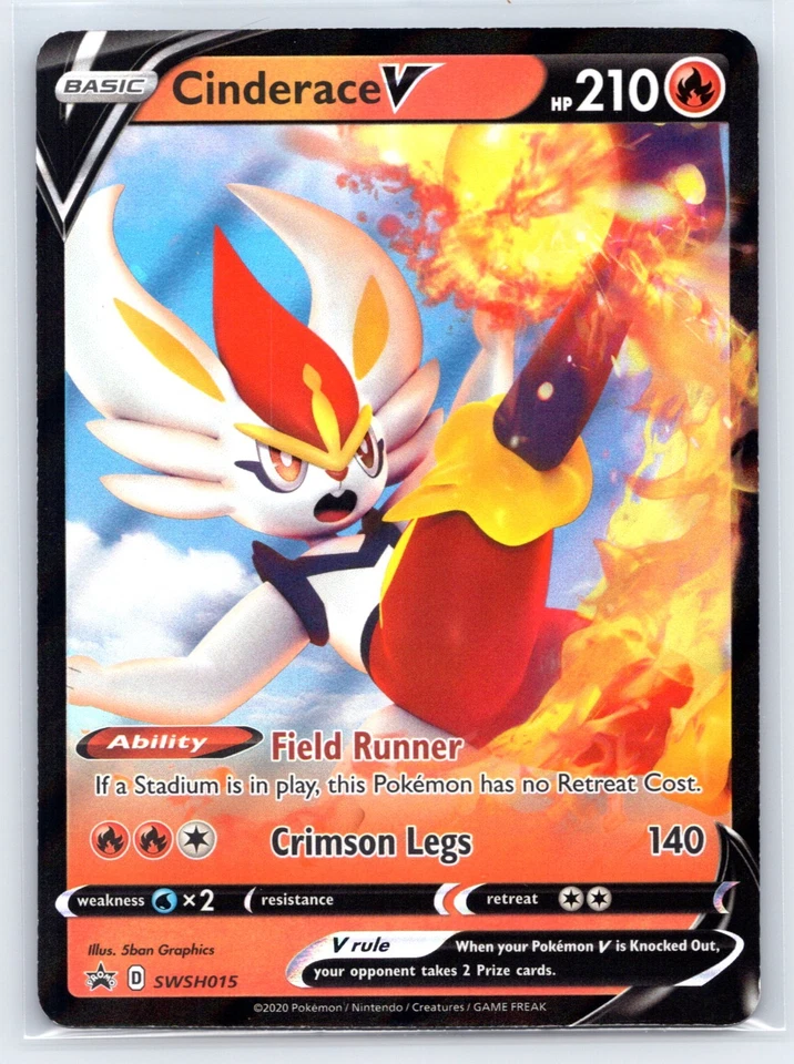 Cinderace V - SWSH015 - Pokemon Sword & Shield Promo Ultra Rare Holo Card - Image 1 of 2