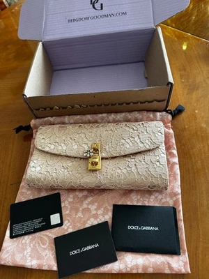 NUEVO CON ETIQUETAS Dolce & Gabbana Bolso de Encaje Satinado Bolso sin asas Cadena Correa para el Hombro Fiesta con Espejo Foto 1 de 4