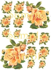 Shabby Victorian Yellow  Roses Waterslide Decals - Picture 1 of 1