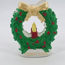 Christmas Wreath Candle Napkin Mail Card Holder Hand Painted Ceramic Hobbyist 7"
