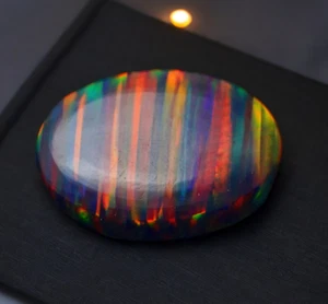 AAA+ Black Fire Opal Cabochon 20x14 mm, 6.68 Cts Australian Loose Gemstone - Picture 1 of 10