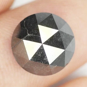 11.81 Ct Natural Loose Round Rose Cut Black Faceted Beautiful Engagement Diamond - Picture 1 of 12