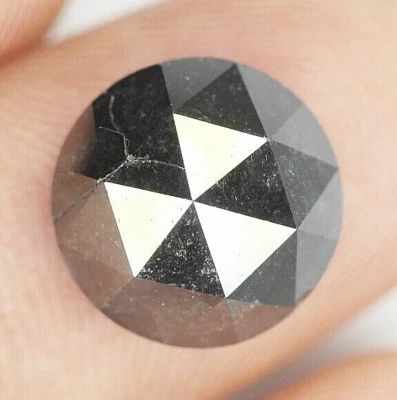 11.81 Ct Natural Loose Round Rose Cut Black Faceted Beautiful Engagement Diamond - Image 1 of 4