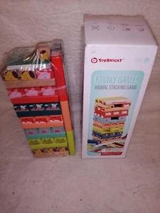 CHILDREN WOODEN BLOCK TOWER GAME TUMBLING STACKING WOOD 36m+ Animal Themed - Picture 1 of 4