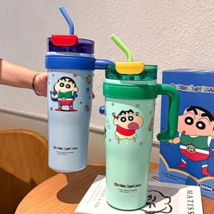 Crayon small new ice bully cup with handle stainless steel straw cup thermos cup - Picture 1 of 14