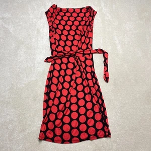 Phase Eight Polka Dot Midi Dress Size UK 12 Black Red Belted Sleeveless - Picture 1 of 13