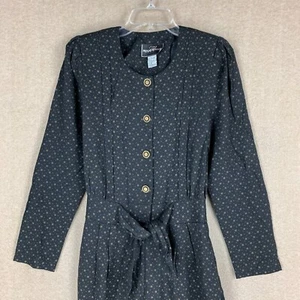 Vintage Molly Malloy Womens Jumpsuit 6 or Small Black Micro Long Sleeve Romper - Picture 1 of 21