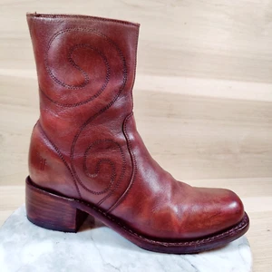 De Colección Retro Frye Campus Botas Cortas Mujer 8.5 B Marrón Puntera Cuadrada Cremallera Envejecidas - Imagen 1 de 11