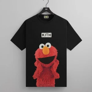 Kith for Sesame Street Elmo Tee Men’s Size Large Black All Cotton T-Shirt NWT - Picture 1 of 6
