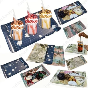 Mini Premium Melamine Serving Snack Tray Tea Coffee Drinks Marble Effect Plastic - Picture 1 of 13