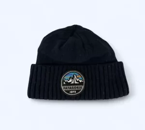 Patagonia Brodeo Beanie Winter Wool Knit Hat Rare Round Logo Navy Blue Youth - Picture 1 of 5